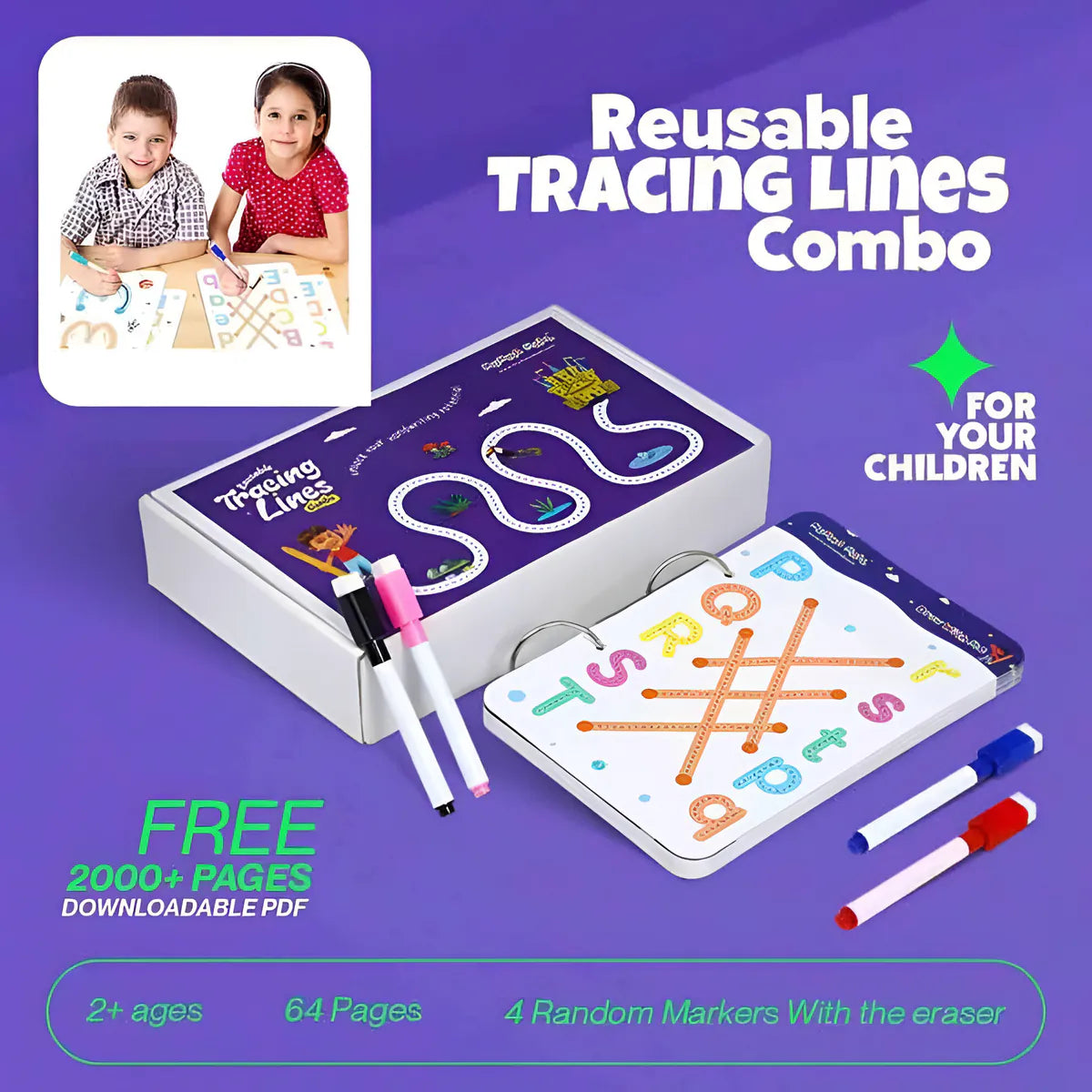 Reusable Tracing Line Practice Book for Kids