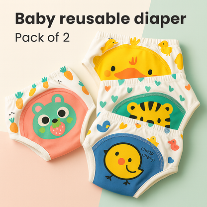 Velora™ Reusable Baby Diapers – Leakproof | Pack of 2